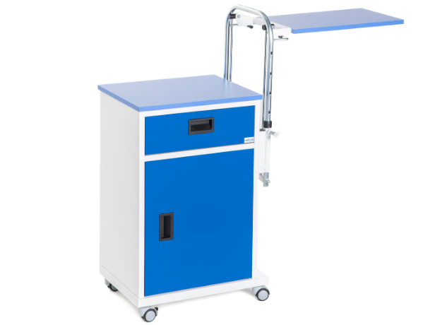 Bedside Cabinet with Overbed Table, Metal